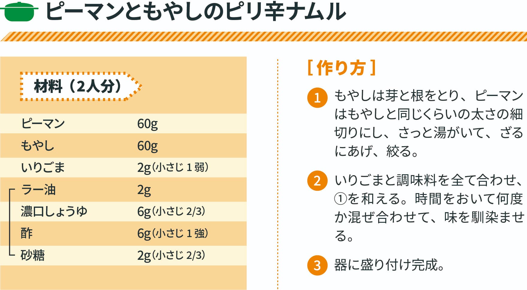 ピーマンともやしのピリ辛ナムル